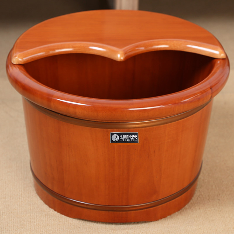 橡木泡脚桶木桶带盖双人用木质泡脚盆洗脚桶泡脚家用过小腿实木盆