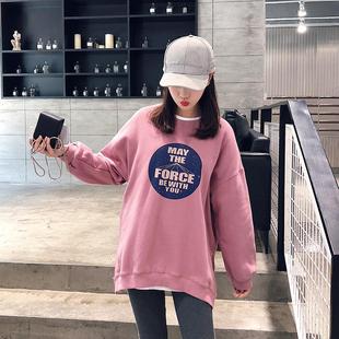 2025中长款加绒卫衣女宽松秋冬装新款韩版套头时尚大码学生外套女