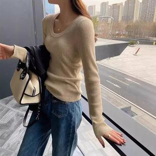 圆领打底衫女秋冬高级感2025秋季新款毛衣春秋内搭低领针织衫上衣