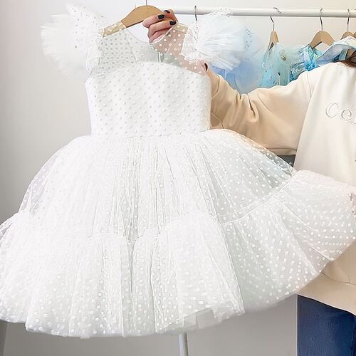 Girls Mesh Tulle Princess Dress For Kids 4-10 Years Wedding