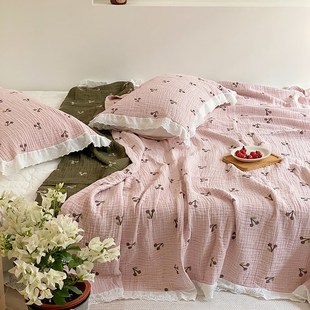 有态度韩版四层纱布毛巾被夏季空调夏凉被办公室盖毯毛巾被多功能