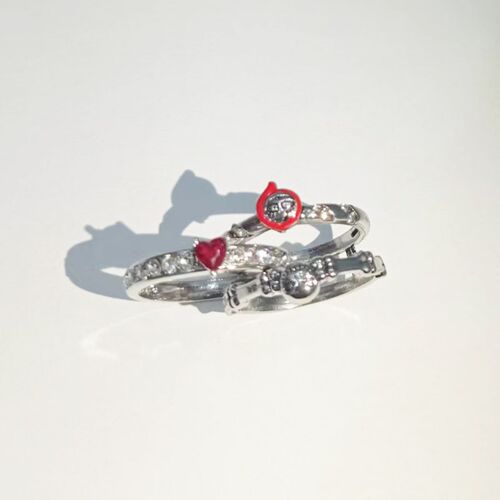 Boho Silver Color Heart CZ Crystal Wedding Rings for Women M