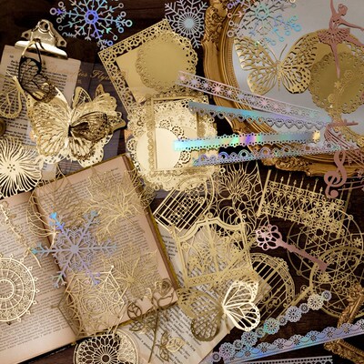 10pcs/pack INS Scrapbooking paper Bronzing Lace Decoration p
