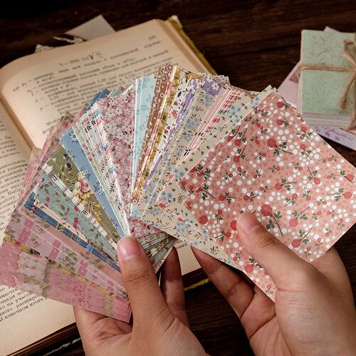 100Pcs Mottled Book Pages Material Paper Junk Journal Planne