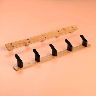 Wall Mount Clothing Rack Coat Hanger Branches Natural Bamboo