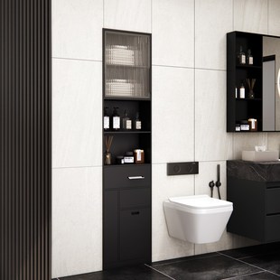 壁龛嵌入式卫生间遮挡门设计定制隐藏垃圾桶壁柜不锈钢浴室边柜