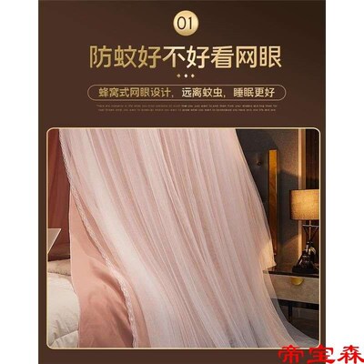 Bedside Double-layer Mosquito Net Bed Curtain Integrated Bla