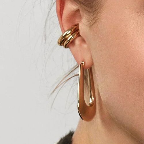 Unique Fake Piercing Metal Ear Clips Asymmetry Round Cartila