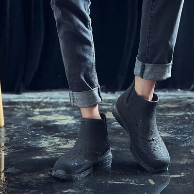 Rain Boots Mans Rubber Boots Fashion Ankle Boots Work Garde