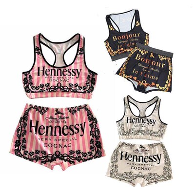 Printed Tube Crop Top Biker Shorts Suit Candy Snack Sexy Plu