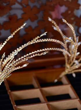 Baroque Crystal Rhinestone  Tassel Leaf Hairband Women Brida