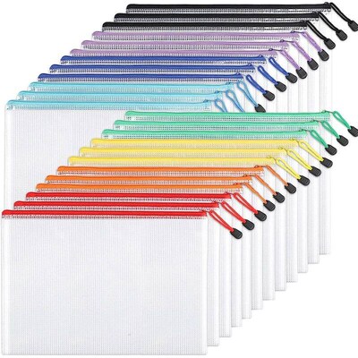 Mesh Zipper Storage Bag Document Bag Waterproof File Pouch F