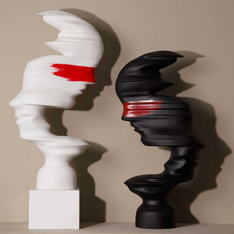 黑白抽象人物摆件雕塑现代极简酒店玄关隔断电视柜大号艺术装饰品,家居饰品,装饰摆件,淘宝优惠券,粉丝福利购,淘宝优惠卷