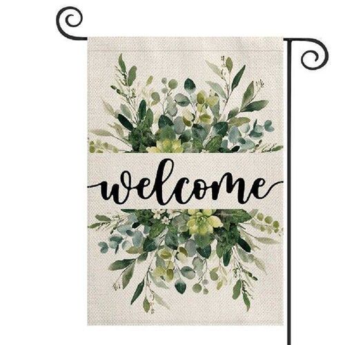 Floral Welcome Garden Flag Double Sided 12x18 Inch