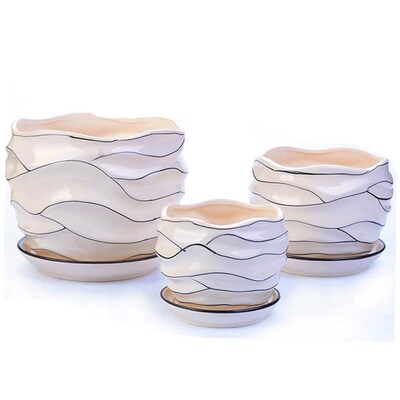 flowerpot ceramic simple large indoor plant pot with tray