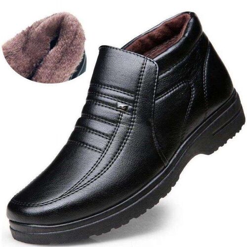 Winter Waterproof Mens Casual Leather Shoes Flannel High To