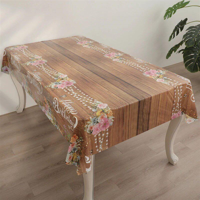 1pc 137CM*274CM imitation wood grain disposable tablecloth r