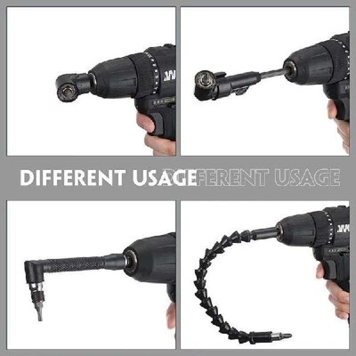 14Piece 1/4 Inch Hex Bendable Drill Bit Extension 105 Right