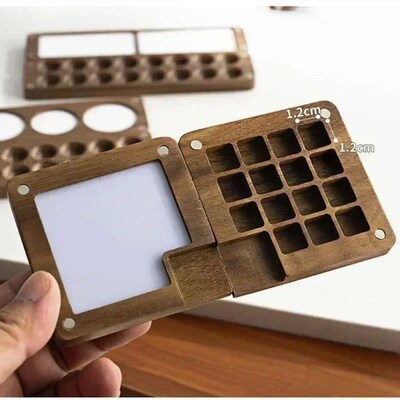 Portable Wooden Handmade Watercolor Paint Palette Empty Magn