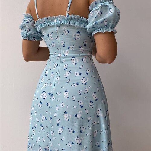 wsevypo Womens Off Shoulder Frilly Suspender Dress Party