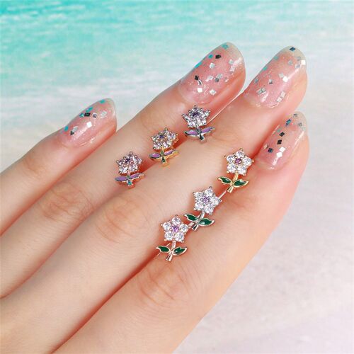 SOHOT 1 Piece Multicolor Eye Star Flowers Zircon Copper Pier