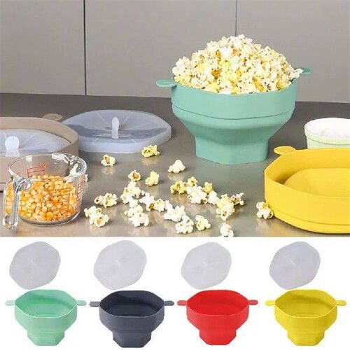 Silicone Microwave Popcorn Bowl With Lid Foldable Popcorn