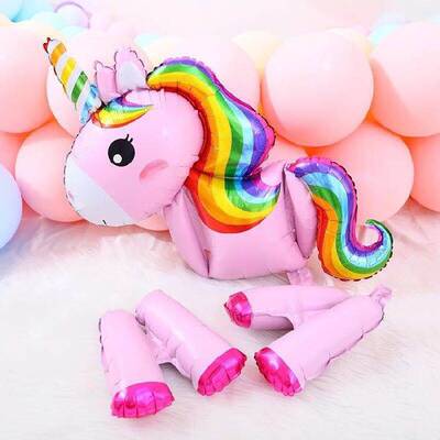Cartoon three dimensional unicorn pony aluminum foil balloon