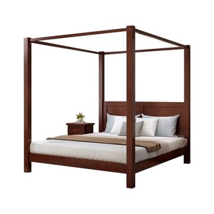 定制实木头床加粗单独买卖蚊帐支架方形婚庆床幔框架四柱家用民宿