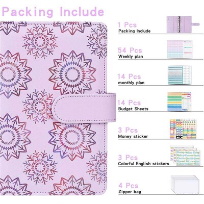 A6 pu embossing budget binder cash organizer money savings