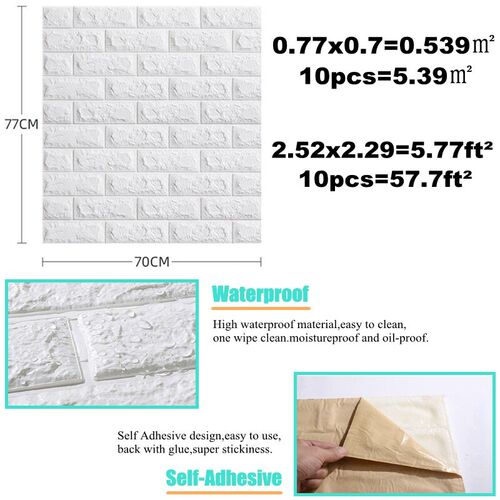 10pcs 3D Wall Sticker Imitation Brick Bedroom Decoration Wat