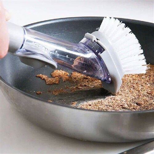 Kitchen Cleaning Brush With Dishwashing Sponge 2 In 1 Long