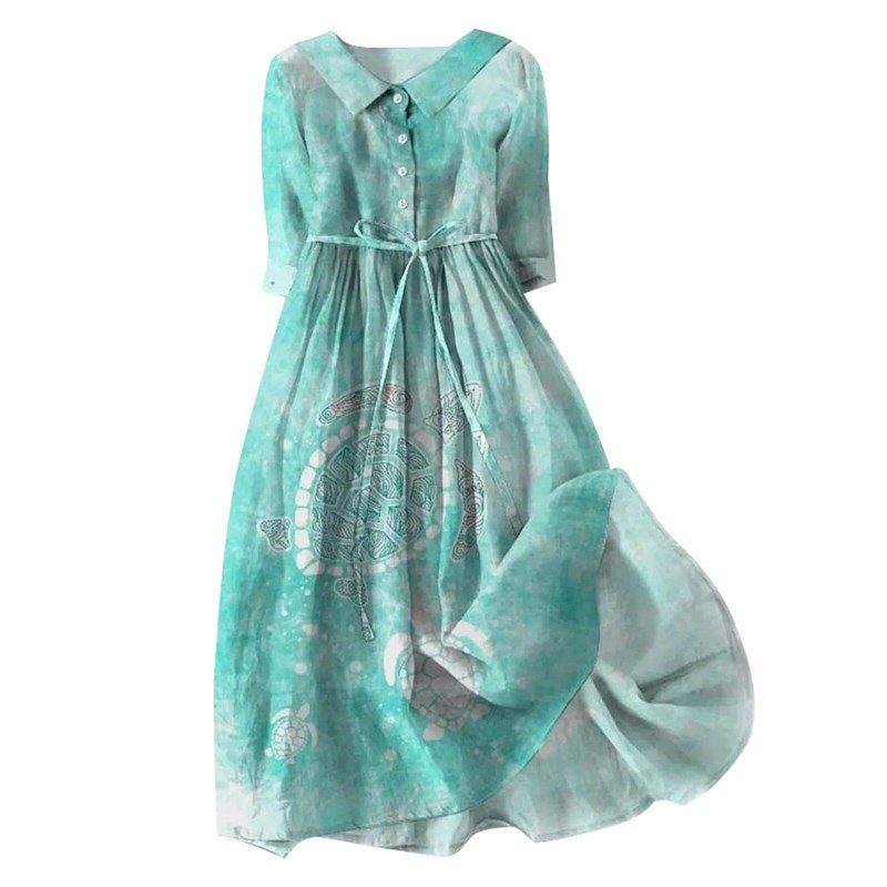 Elegant Women French Style Shirt Long Dresses Summer Slim图片