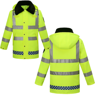 加厚反光加棉绒交通路政公路巡逻冬季羽绒棉衣防寒防风救援工作服