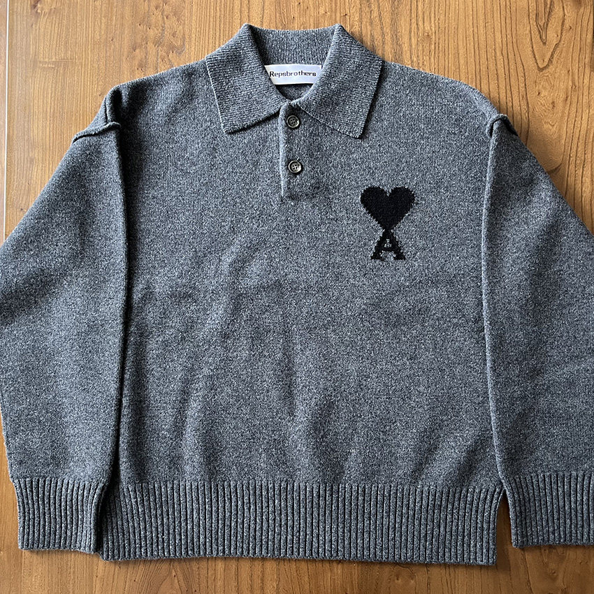 thumbnail for A-polo collar love sweater
