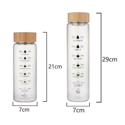 1000ml Large Capacity Glass Water Bottle With Time Marker Dr