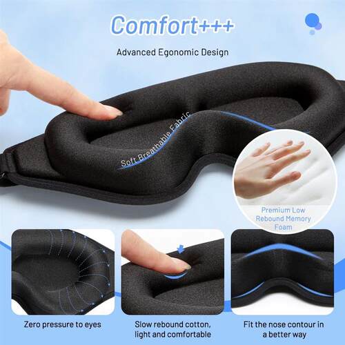 3D Sleep Mask Blindfold Sleeping Aid Eye Mask Soft Memory Fo