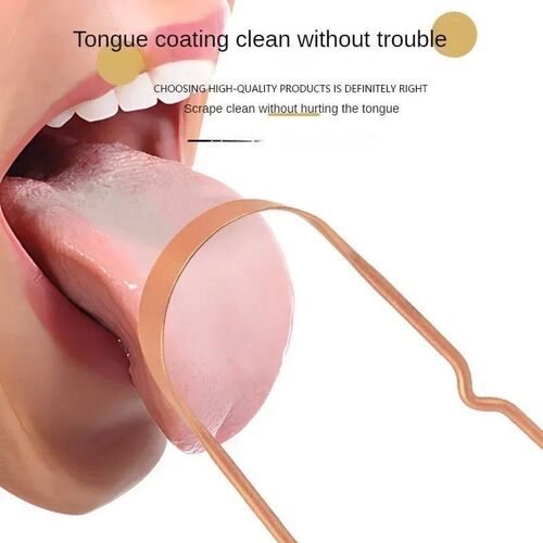 1PCS Pure Copper Tongue Scraper Oral Cleaner Brush Fresh Cle