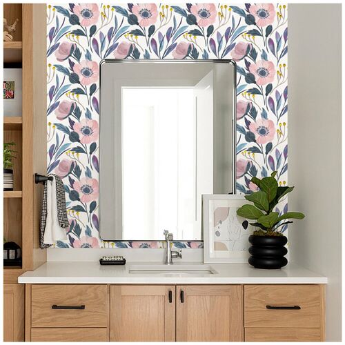 PVC Peel And Stick Wallpaper Removable Pink Flowers