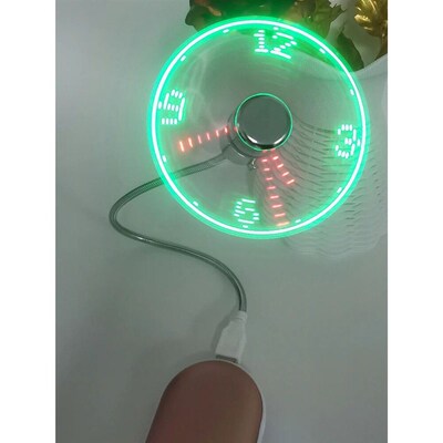Clock Fans Time Temperature Display LED Clock Fan DC 5V Mini