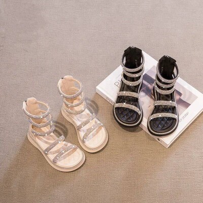 Summer Childrens Girls Gladiator Sandals Rhinestone Crysta