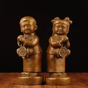 黄铜新郎新娘人偶金童玉女摆件童男童女结婚用婚庆用品吉祥物礼品