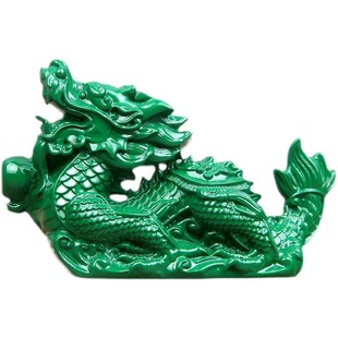 绿色木雕龙摆件实木龙木质十二生肖青色木龙工艺品招财龙吊坠摆件