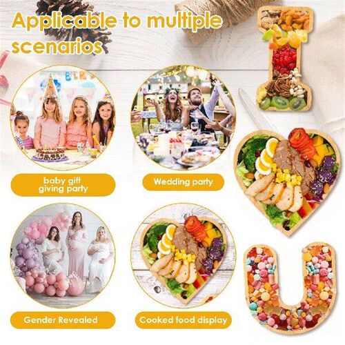 New Letter Charcuterie Board 9 Inch Bamboo I Love You Food