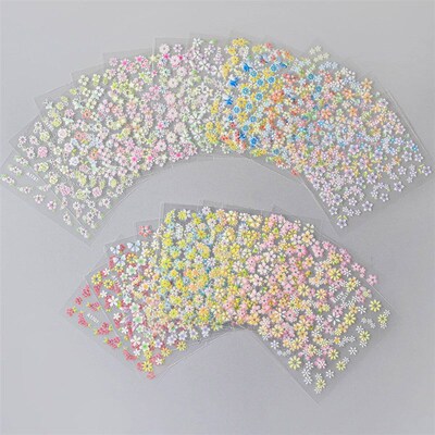 24pcs Flower With Diamond Nail ers Set 3D Nail Art ers Self-
