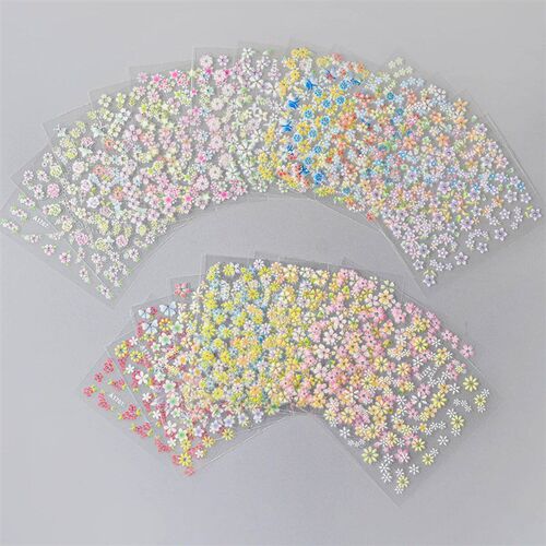 24pcs Flower With Diamond Nail ers Set 3D Nail Art ers Self-