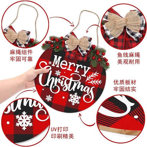 Christmas Wooden Welcome Doorplate Simulation Door Ring