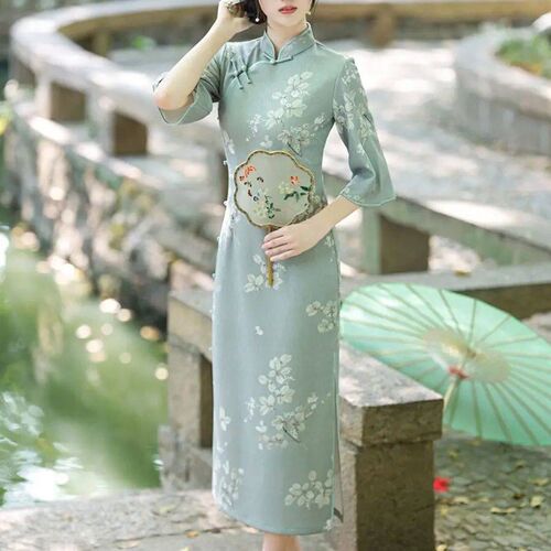 New Summer Vintage Elegant Cheongsam Chinese Traditional Qip