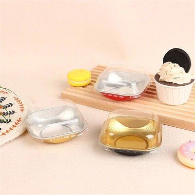 5Pcs 90ML Aluminum Foil Pudding Cup With Lids Disposable