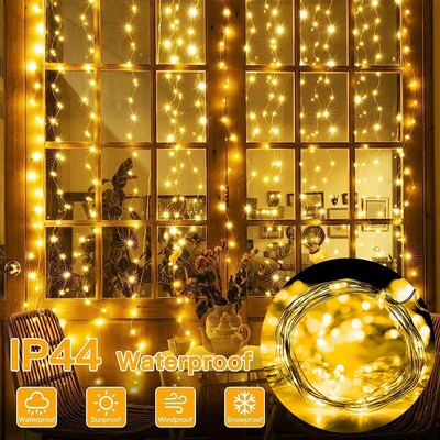 Christmas Lights LED Fairy String Curtain Lights 8 Mode Remo