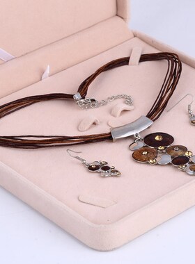Bohemian Enamel Necklac Sets For Women Silver Plated Geometr